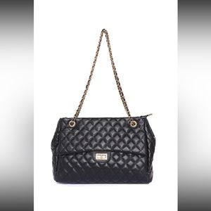 Black quilted handbag